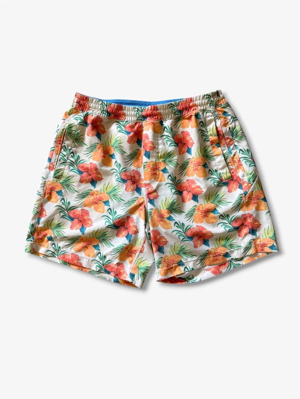 Birddogs Bird Dig Tropical Hibiscus Lined Athletic Shorts Mens Large Gym Swim